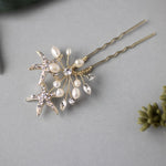 Starfish Hair Pin with Pearls in Light Gold - Hair Pins - Cassandra Lynne