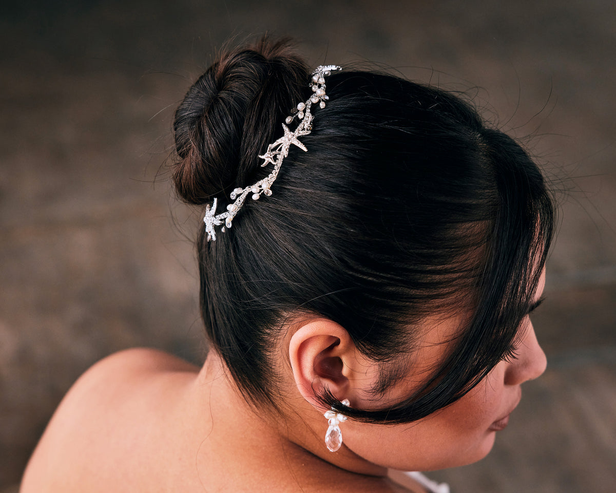 Silver Starfish Wedding Headpiece - Cassandra Lynne