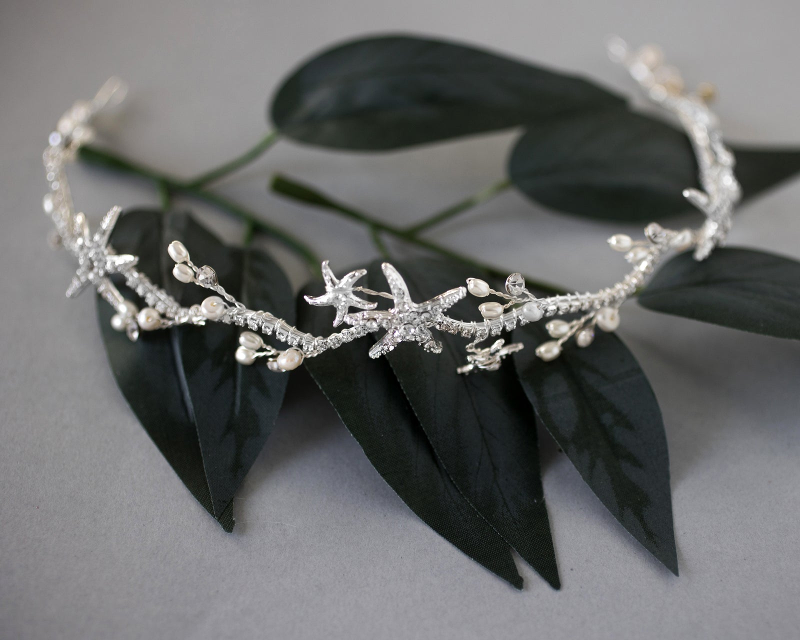 Silver Starfish Wedding Headpiece - Cassandra Lynne