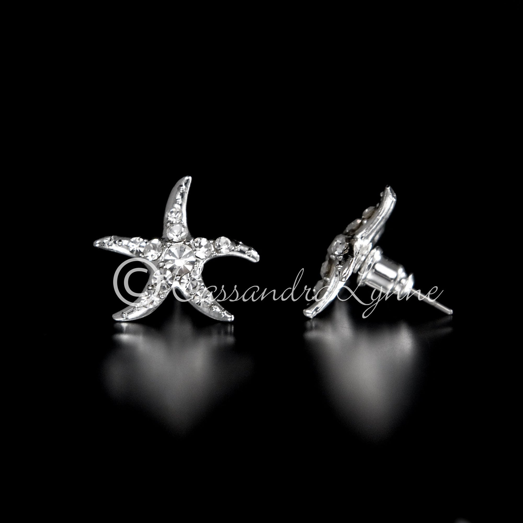 Starfish Wedding Earrings with Crystals - Cassandra Lynne