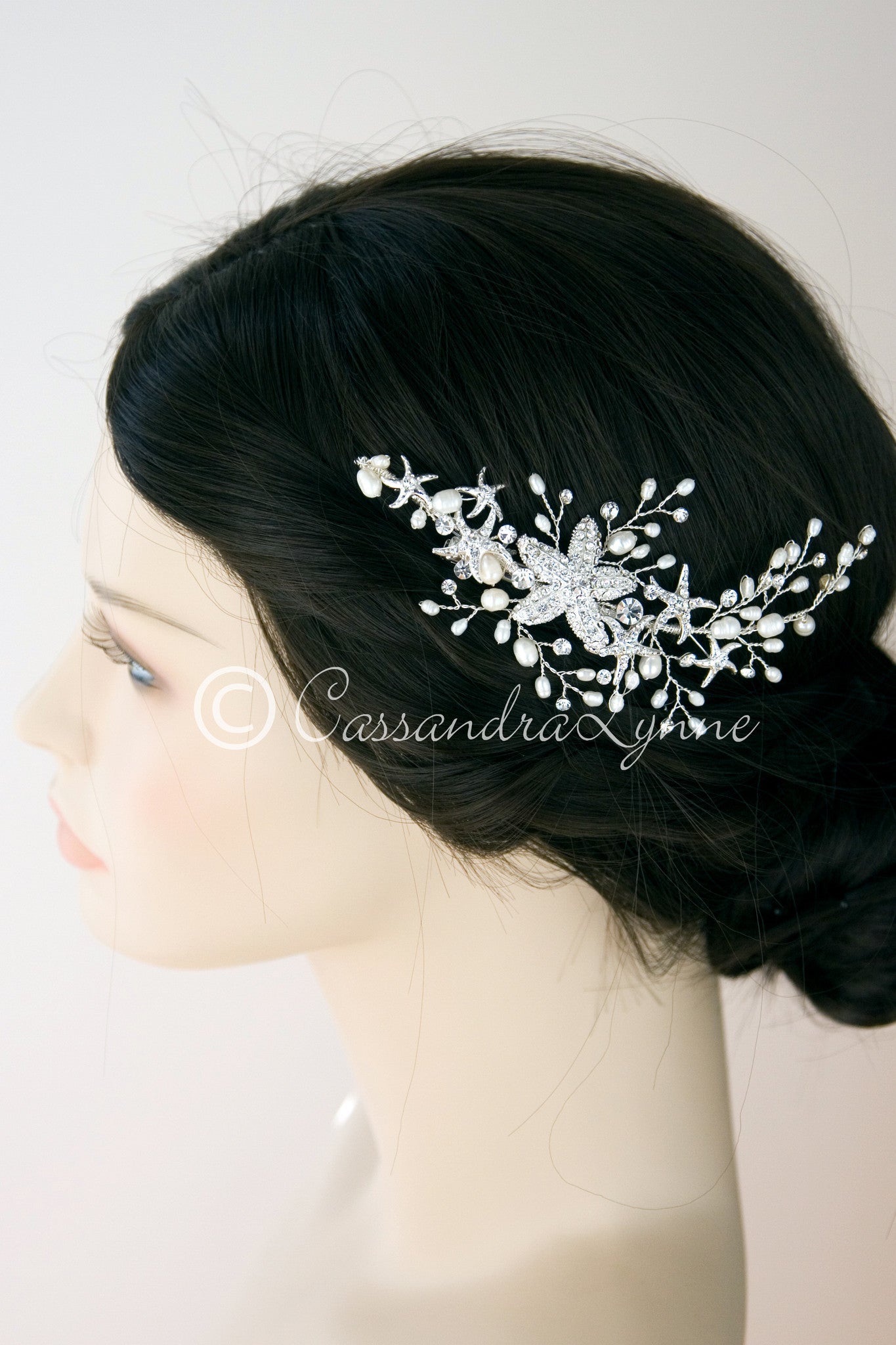 Wedding Hair Vine Headband of Freshwater Pearls and Rhinestones - Cassandra  Lynne