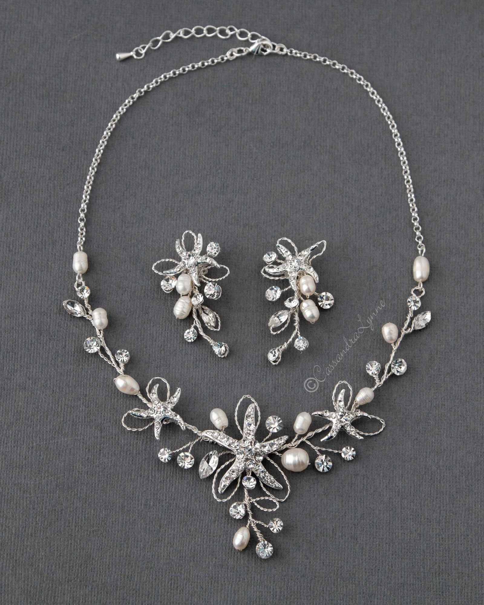Starfish Wedding Necklace with Pearls - Cassandra Lynne