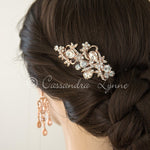 Teardrop Bridal Hair Clip in Silver or Rose Gold - Hair Clips - Cassandra Lynne