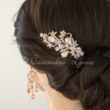 Teardrop Bridal Hair Clip in Silver or Rose Gold - Hair Clips - Cassandra Lynne