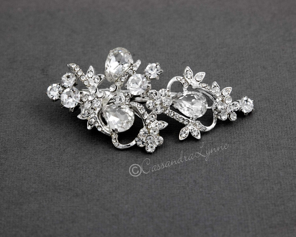 Teardrop Bridal Hair Clip in Silver or Rose Gold - Cassandra Lynne