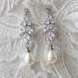 Teardrop Pearl CZ Earrings - Earrings - Cassandra Lynne