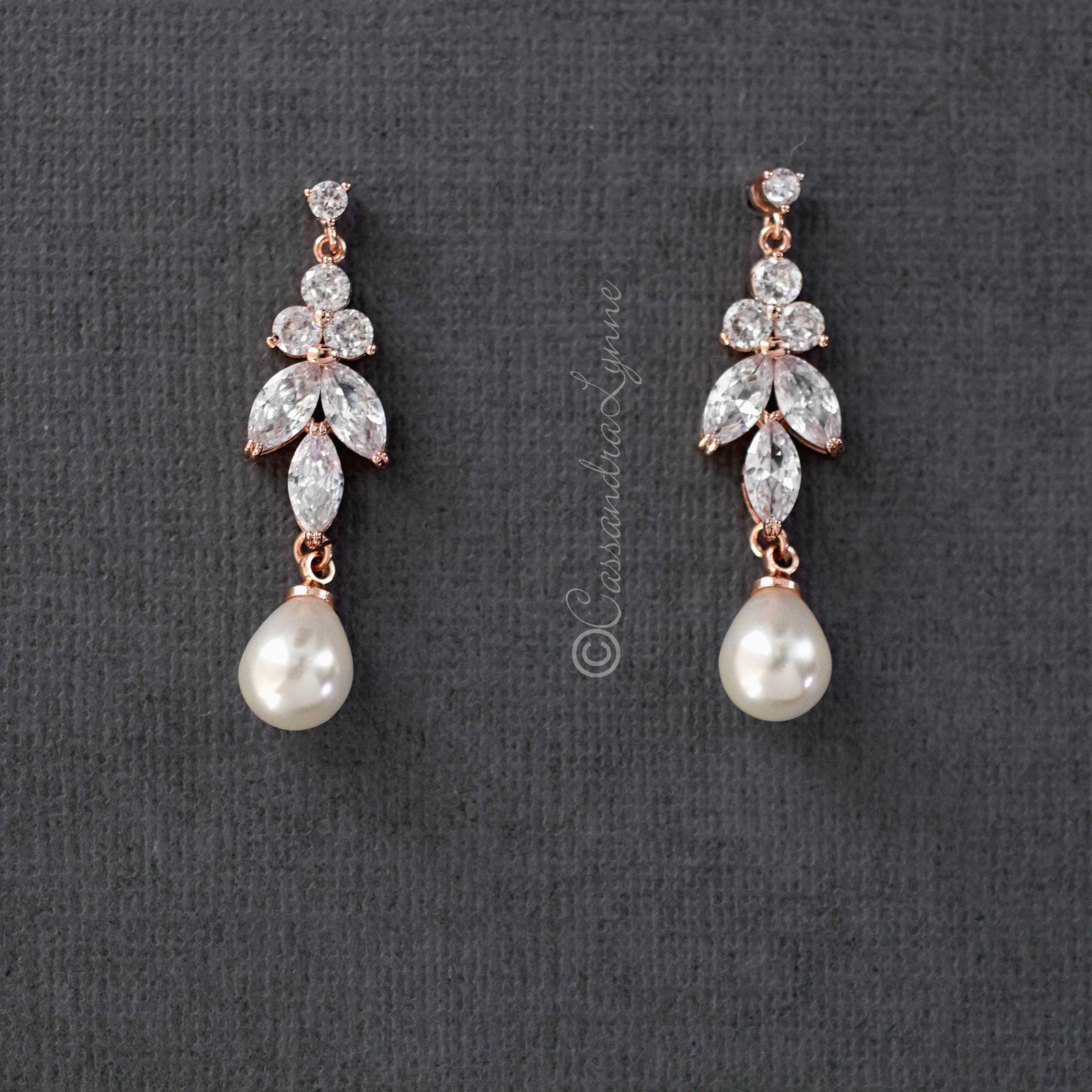 Teardrop Pearl CZ Earrings - Cassandra Lynne