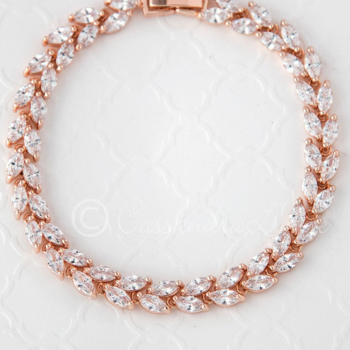 Tennis Bracelet of Marquise Leaf Jewels - Bracelet - Cassandra Lynne