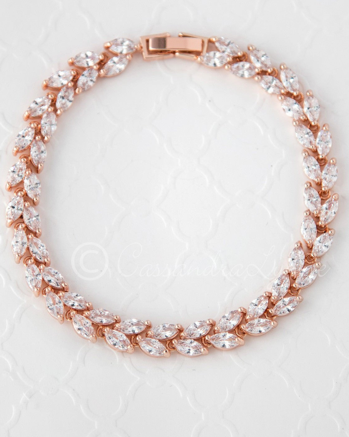 Tennis Bracelet of Marquise Leaf Jewels - Bracelet - Cassandra Lynne