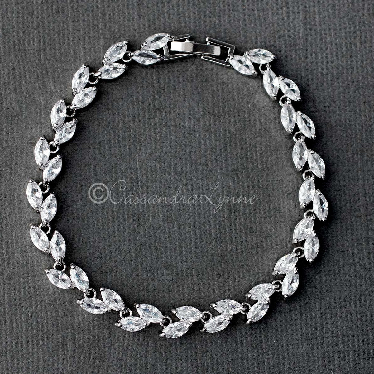 Tennis Bracelet of Marquise Leaf Jewels - Bracelet - Cassandra Lynne