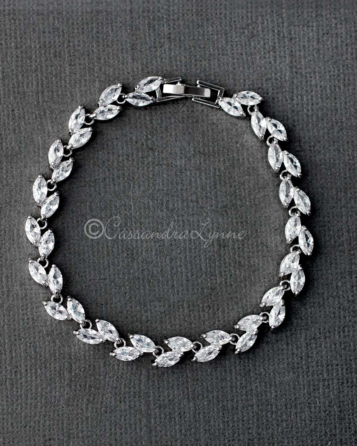 Tennis Bracelet of Marquise Leaf Jewels - Bracelet - Cassandra Lynne