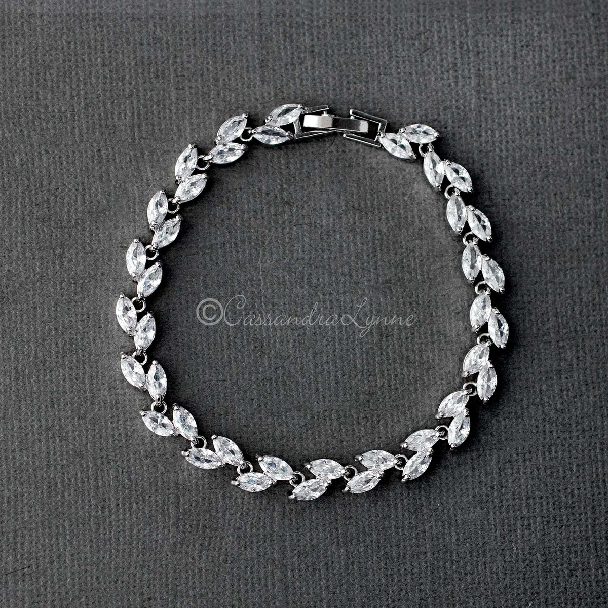 Tennis Bracelet of Marquise Leaf Jewels - Bracelet - Cassandra Lynne