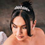 Tiara Comb of Antiqued Silver Scrolls and Pearls - Tiara Comb - Cassandra Lynne