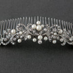 Tiara Comb of Antiqued Silver Scrolls and Pearls - Tiara Comb - Cassandra Lynne