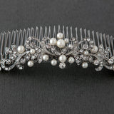 Tiara Comb of Antiqued Silver Scrolls and Pearls - Tiara Comb - Cassandra Lynne
