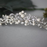 Tiara Comb of Antiqued Silver Scrolls and Pearls - Tiara Comb - Cassandra Lynne
