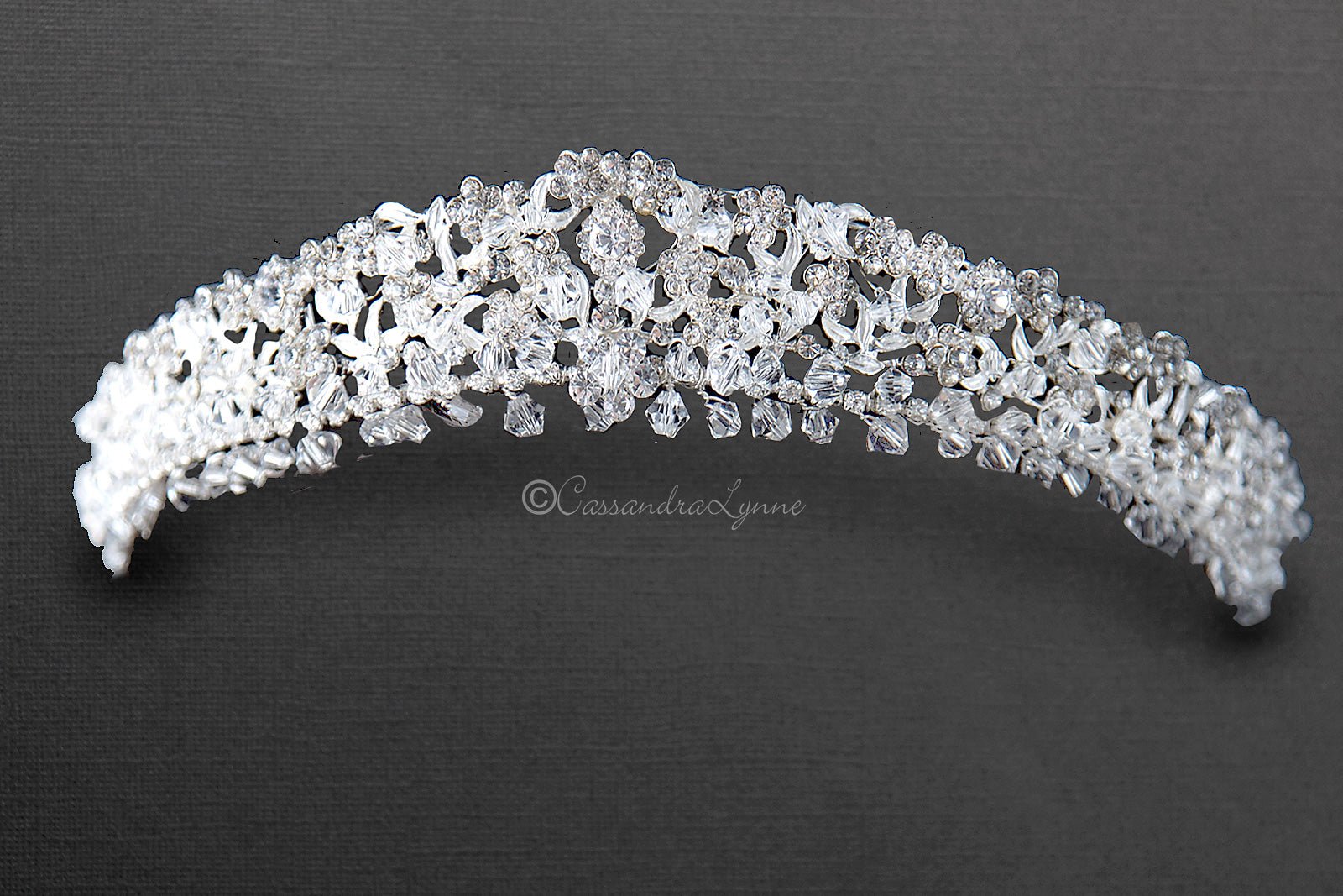 Tiny Crystal Flower Bridal Crown - Cassandra Lynne