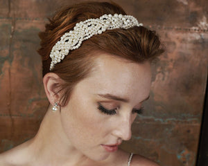 Twisted Ivory Pearls Wedding Headband - Cassandra Lynne