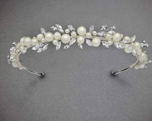 Ivory Pearls and Crystal Marquise Stones Headband