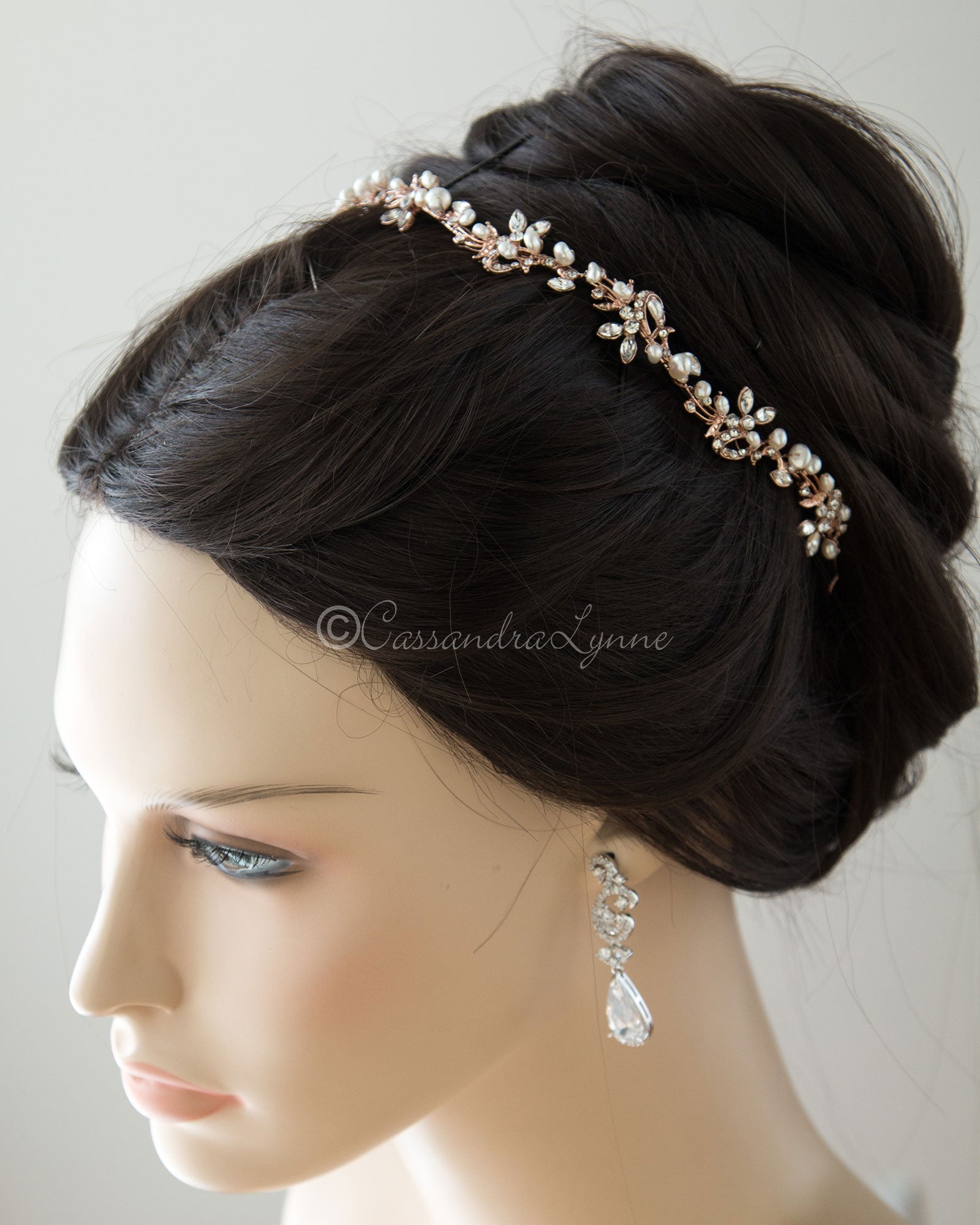 Vine Bridal Tiara Headband with Pearls - Cassandra Lynne