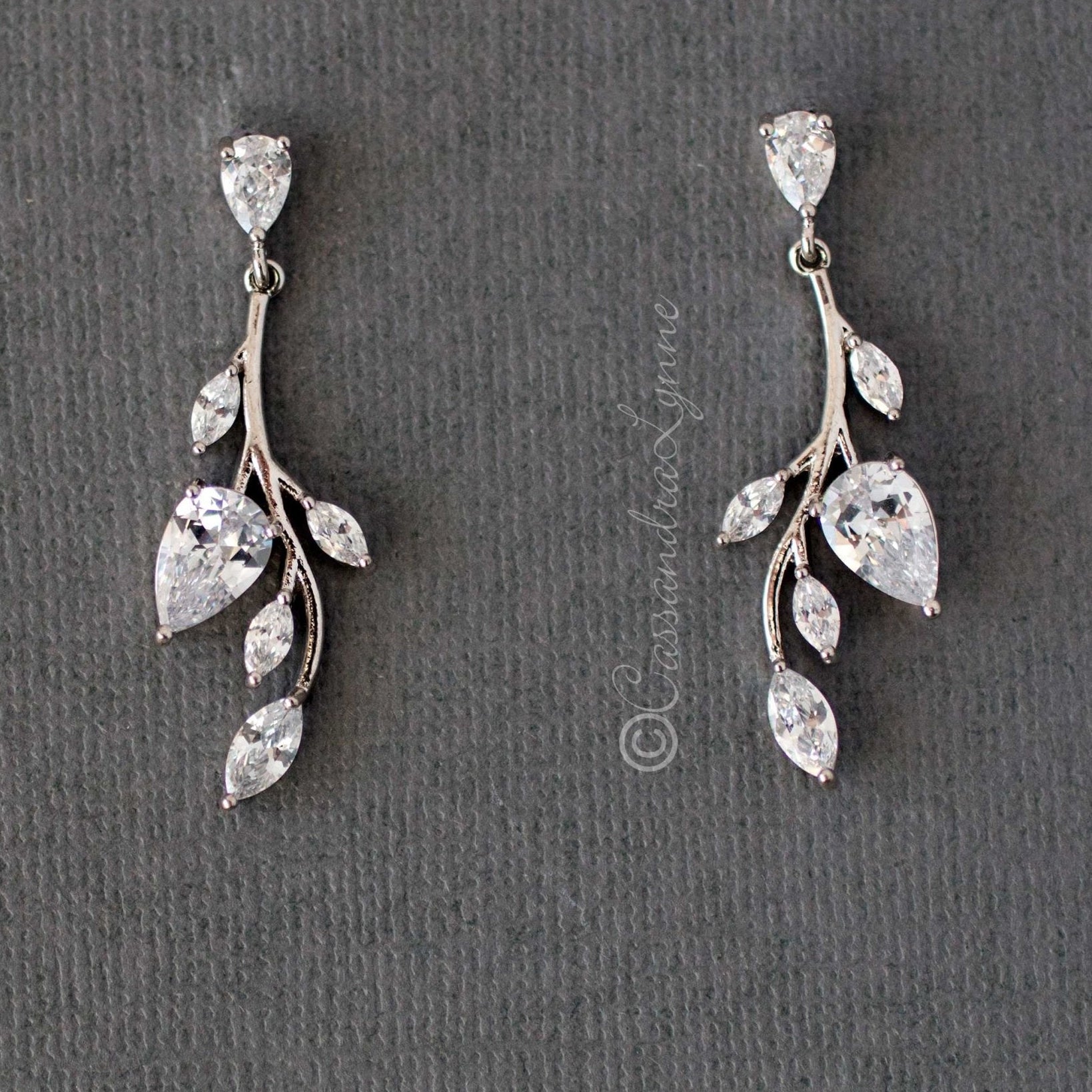 Vine CZ Bridal Earrings - Earrings - Cassandra Lynne