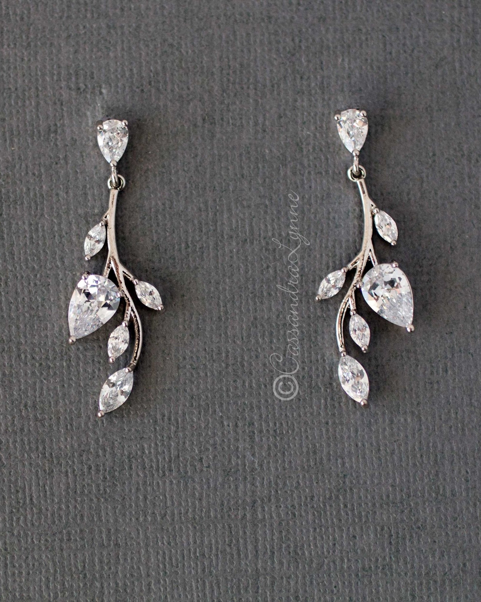 Vine CZ Bridal Earrings - Earrings - Cassandra Lynne