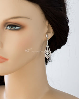 Vintage Art Deco Crystal Bridal Earrings - Cassandra Lynne