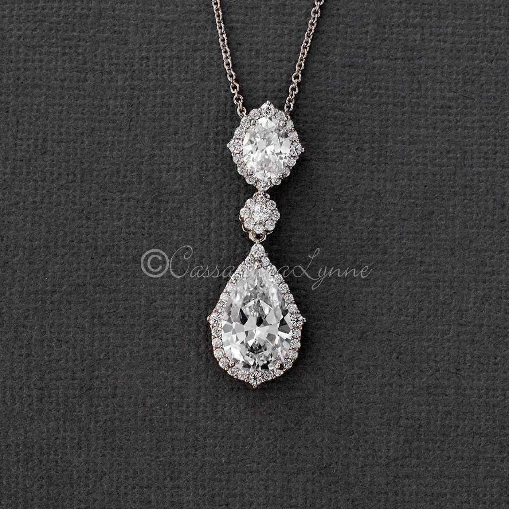 Vintage Bridal Pendant in a Pave Setting - Earrings - Cassandra Lynne