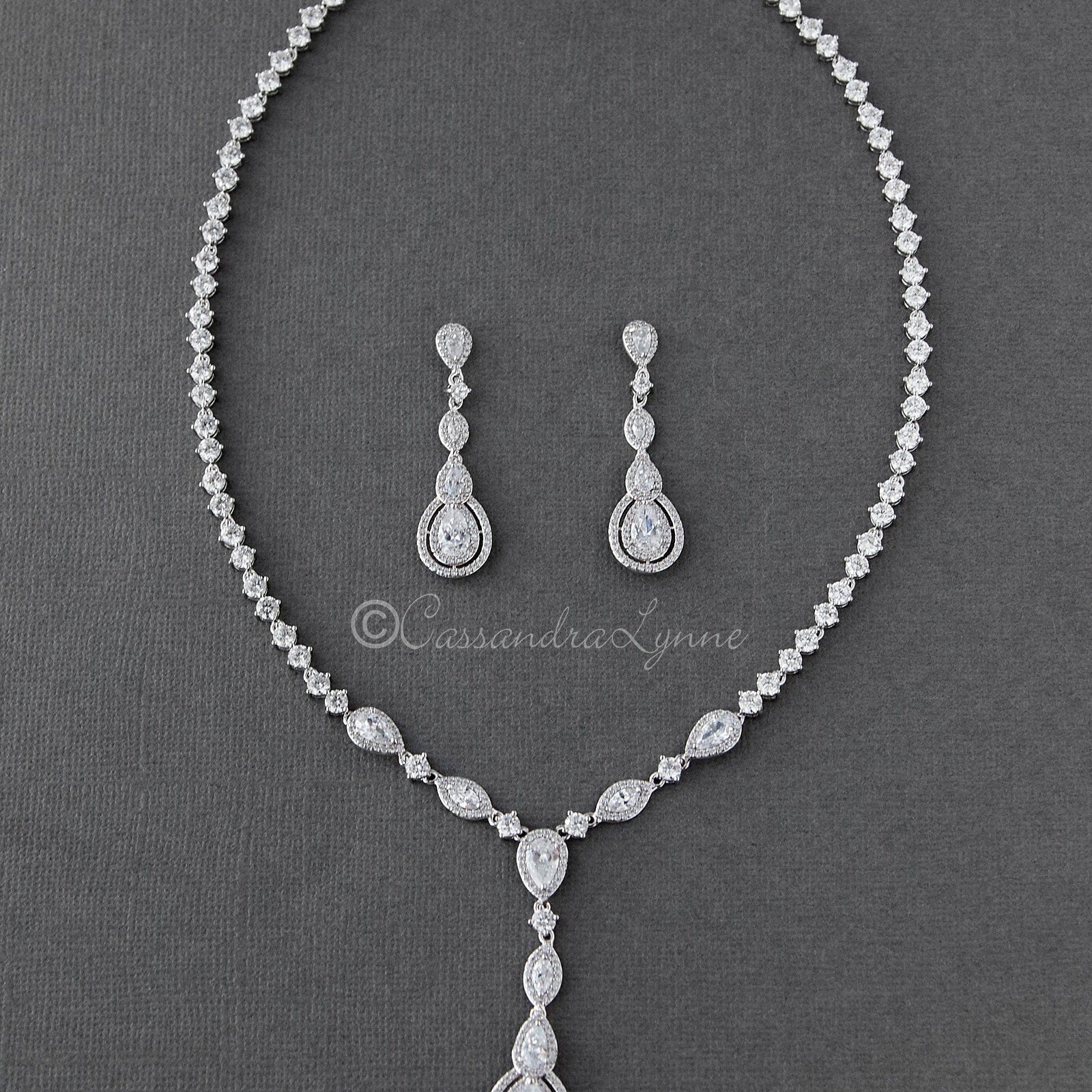 Vintage CZ Necklace and Earrings Set - Necklace Set - Cassandra Lynne