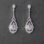Vintage Emerald CZ Bridal Earrings - Earrings - Cassandra Lynne