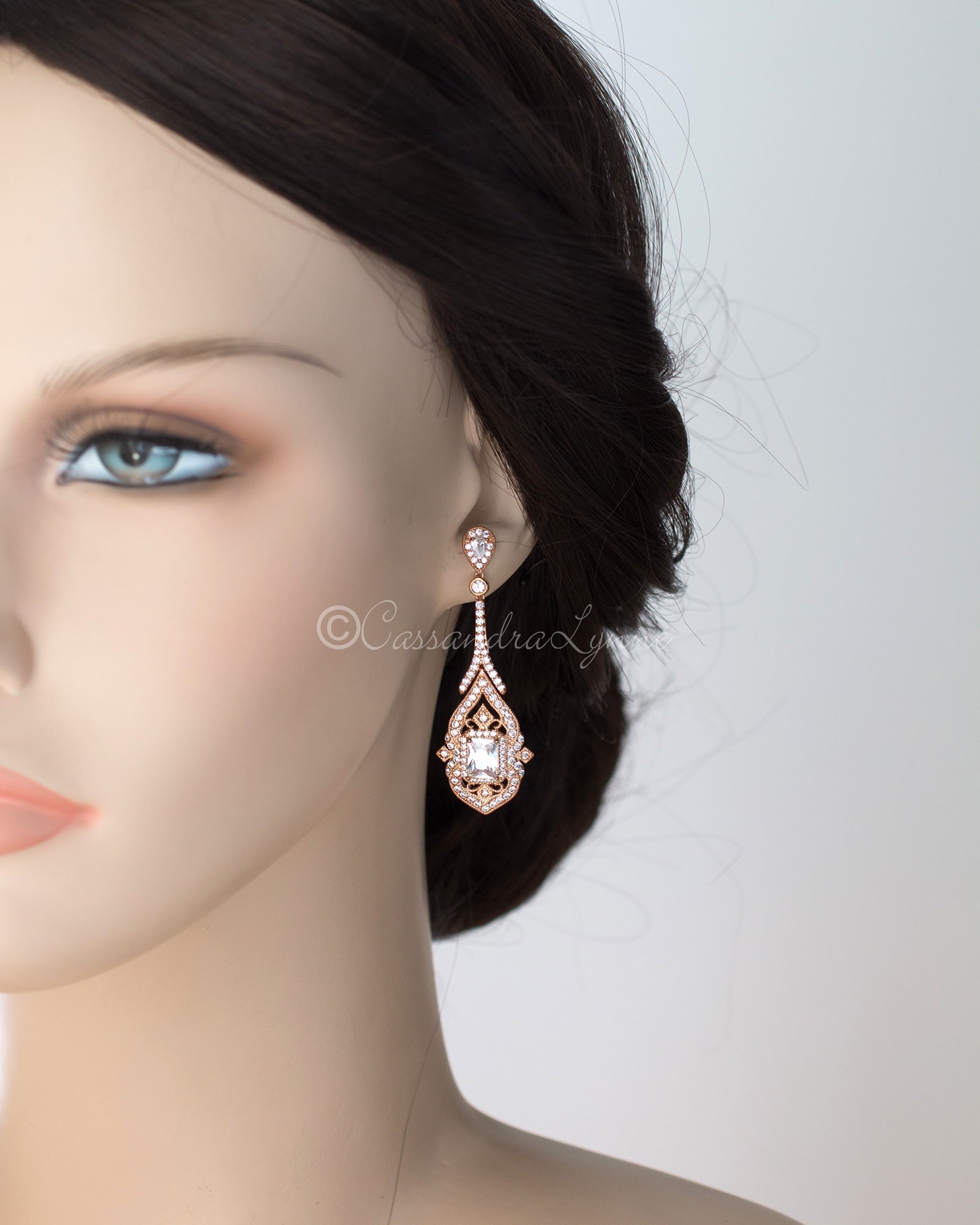 Vintage Emerald CZ Bridal Earrings - Earrings - Cassandra Lynne