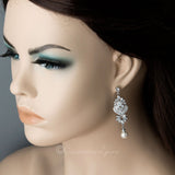Vintage Pearl CZ Bridal Earrings - Earrings - Cassandra Lynne