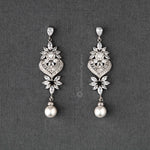 Vintage Pearl CZ Bridal Earrings - Earrings - Cassandra Lynne