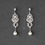 Vintage Pearl CZ Bridal Earrings - Earrings - Cassandra Lynne