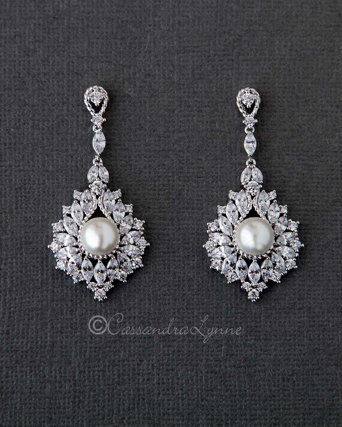 Vintage Pearl Drop Bridal Earrings - Earrings - Cassandra Lynne