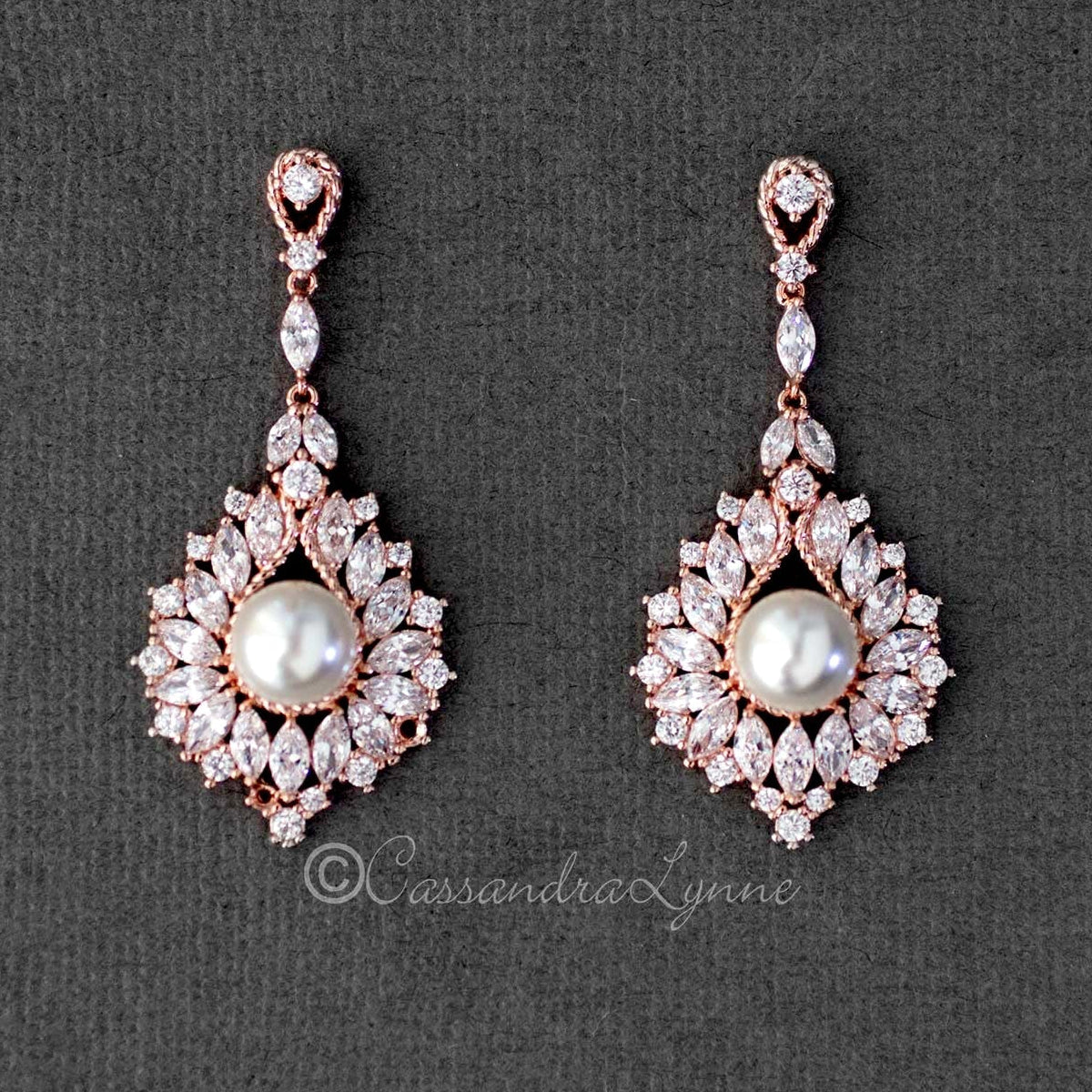 Vintage Pearl Drop Bridal Earrings - Earrings - Cassandra Lynne