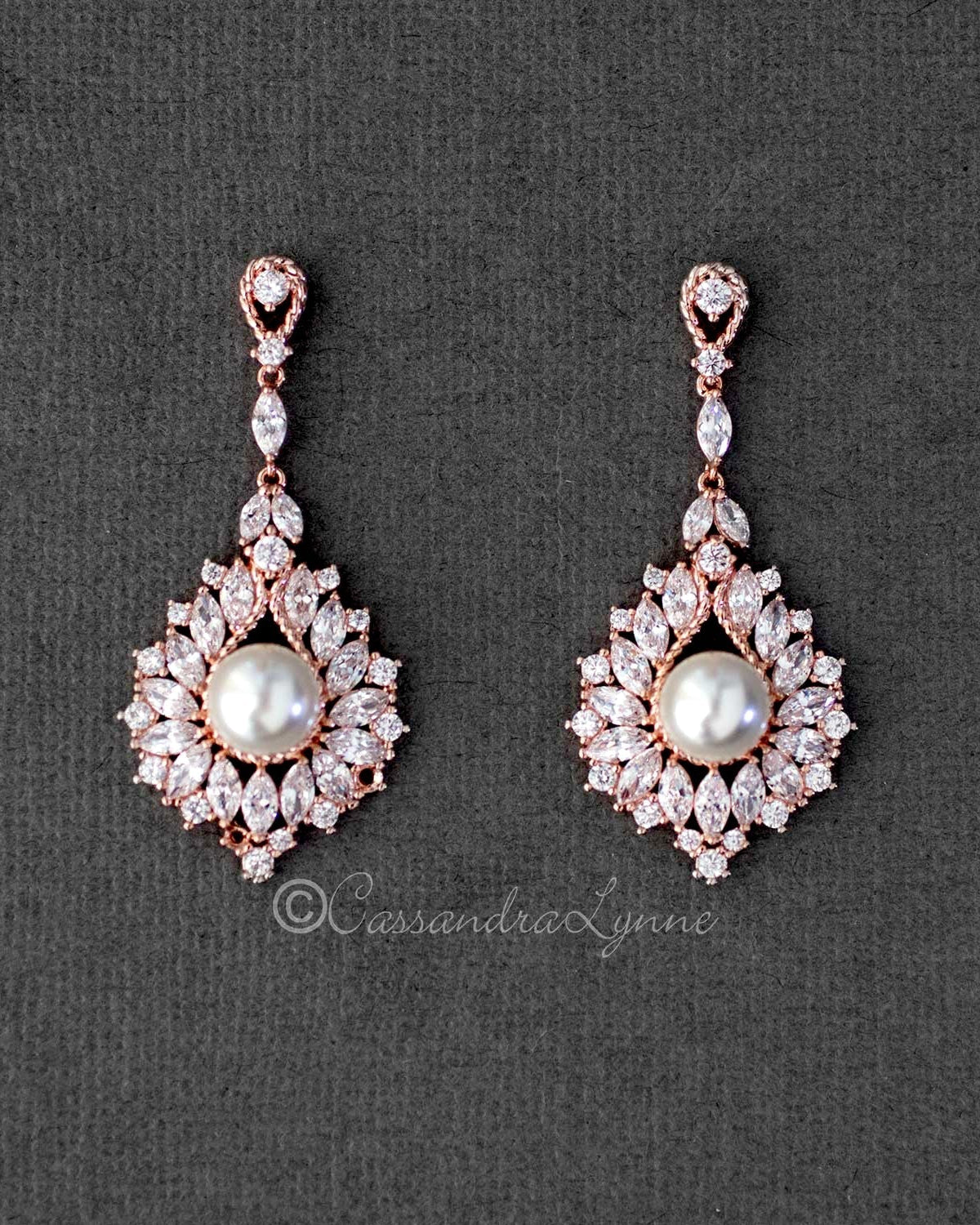 Vintage Pearl Drop Bridal Earrings - Earrings - Cassandra Lynne
