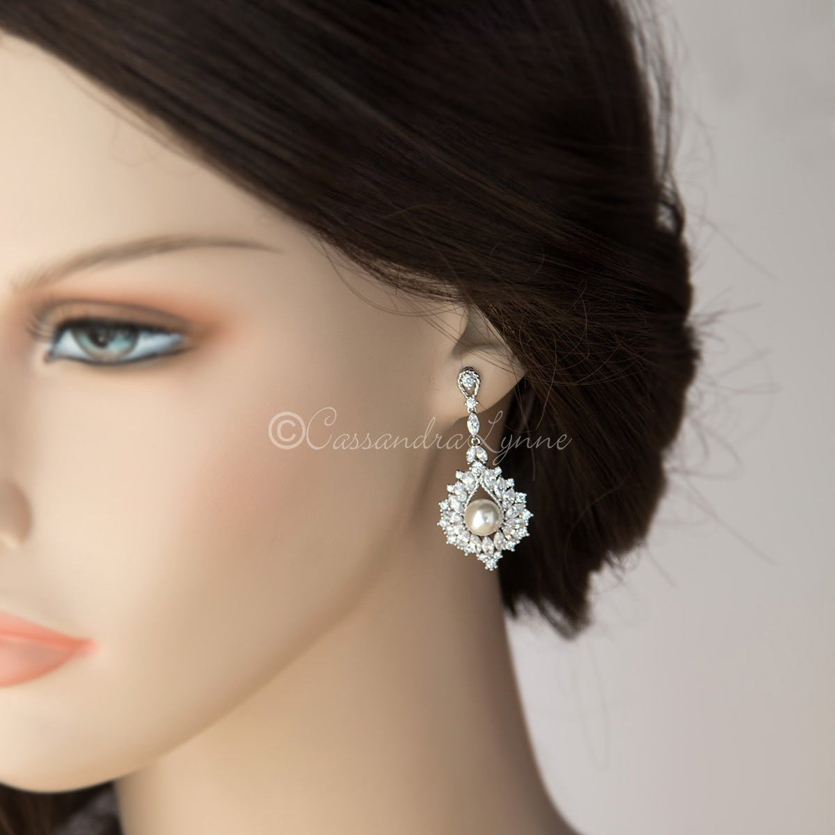 Vintage Pearl Drop Bridal Earrings - Earrings - Cassandra Lynne