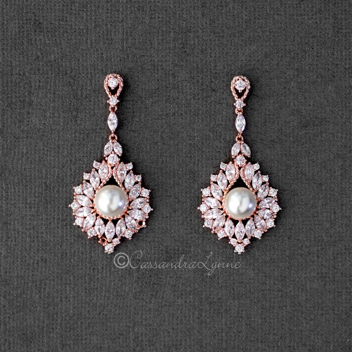 Vintage Pearl Drop Bridal Earrings - Cassandra Lynne