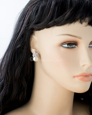 Vintage Pearl and CZ Wedding Jewelry Studs