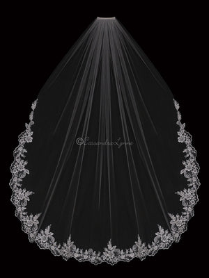 Waltz Wedding Veil with Pearl Lace Trim - Cassandra Lynne