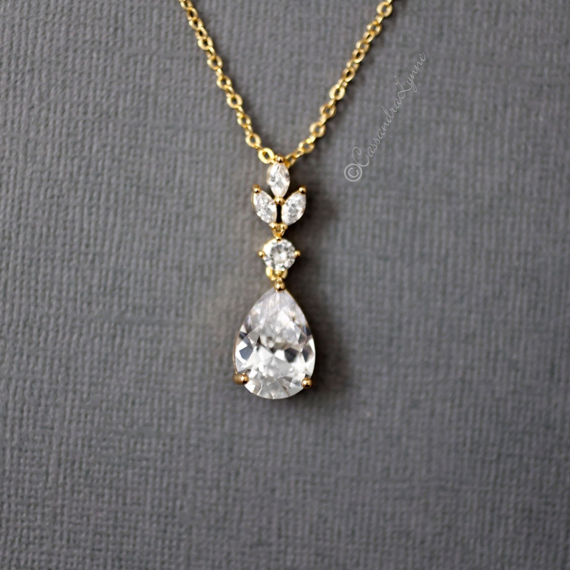 Water Drop CZ Pendant - Necklace Set - Cassandra Lynne