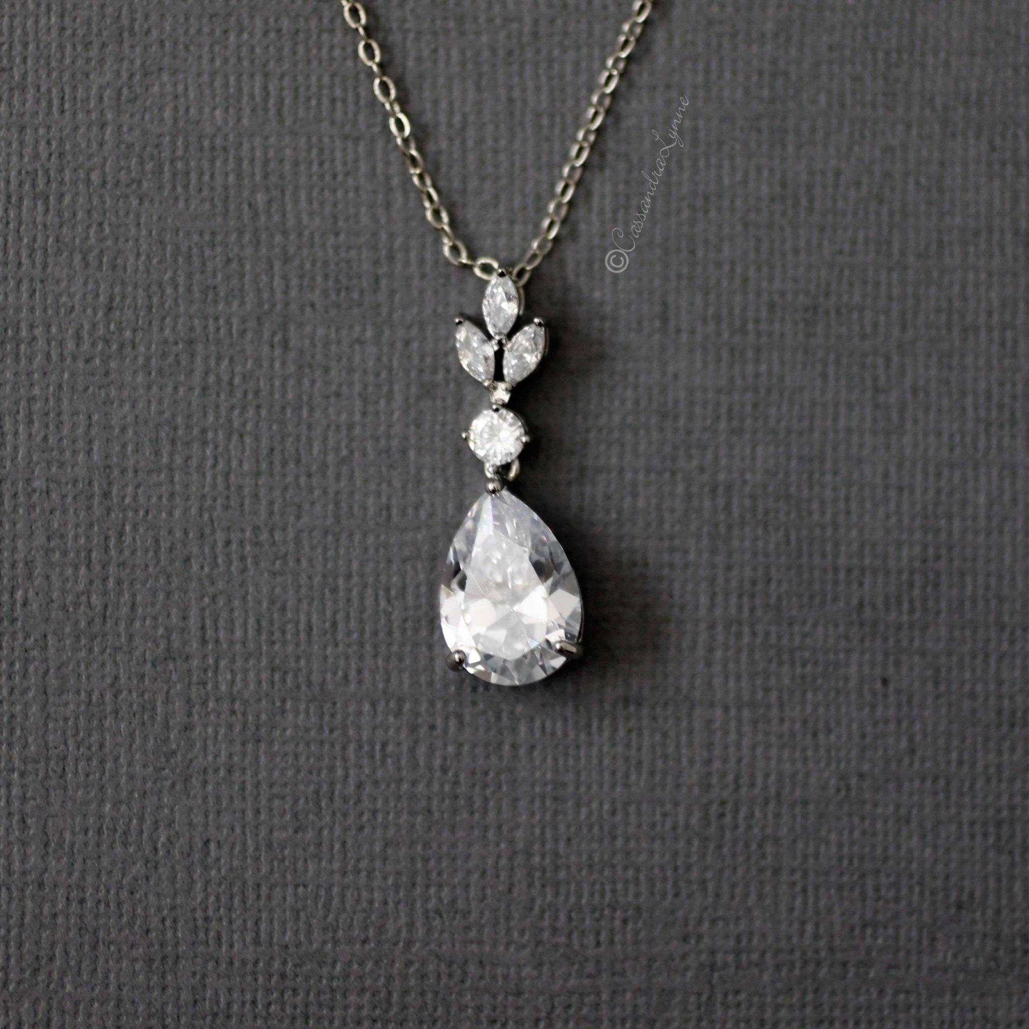 Water Drop CZ Pendant - Necklace Set - Cassandra Lynne