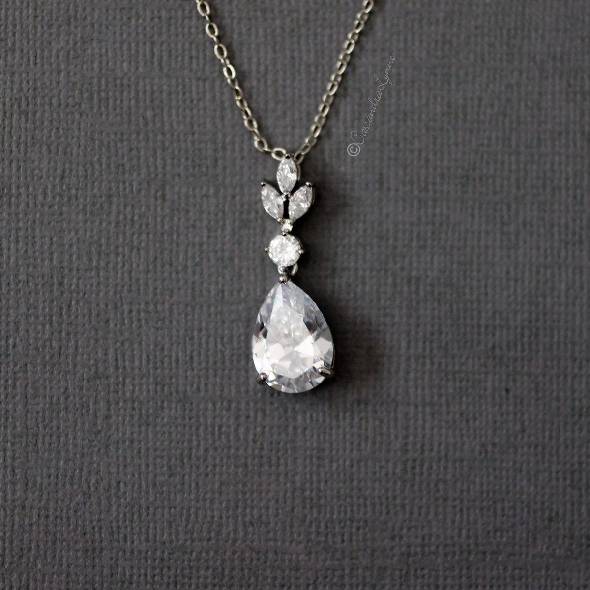 Water Drop CZ Pendant - Necklace Set - Cassandra Lynne