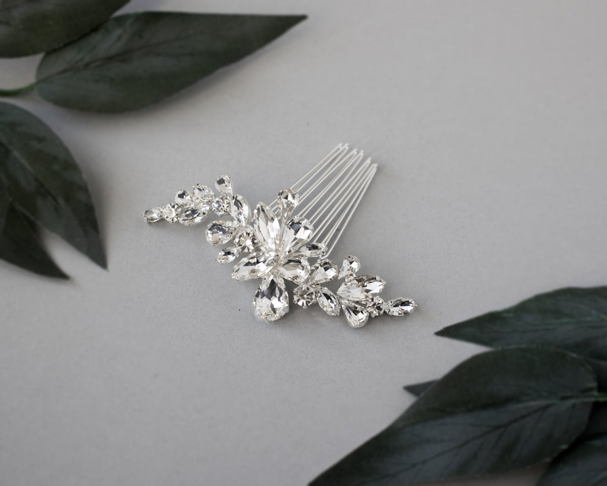 Waterdrop and Marquise Crystal Hair Comb - Hair Comb - Cassandra Lynne