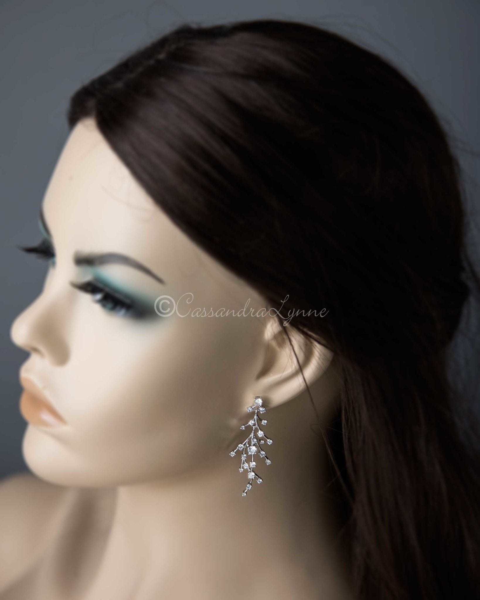 Minimalist Waterfall CZ Bridal Earrings - Cassandra Lynne