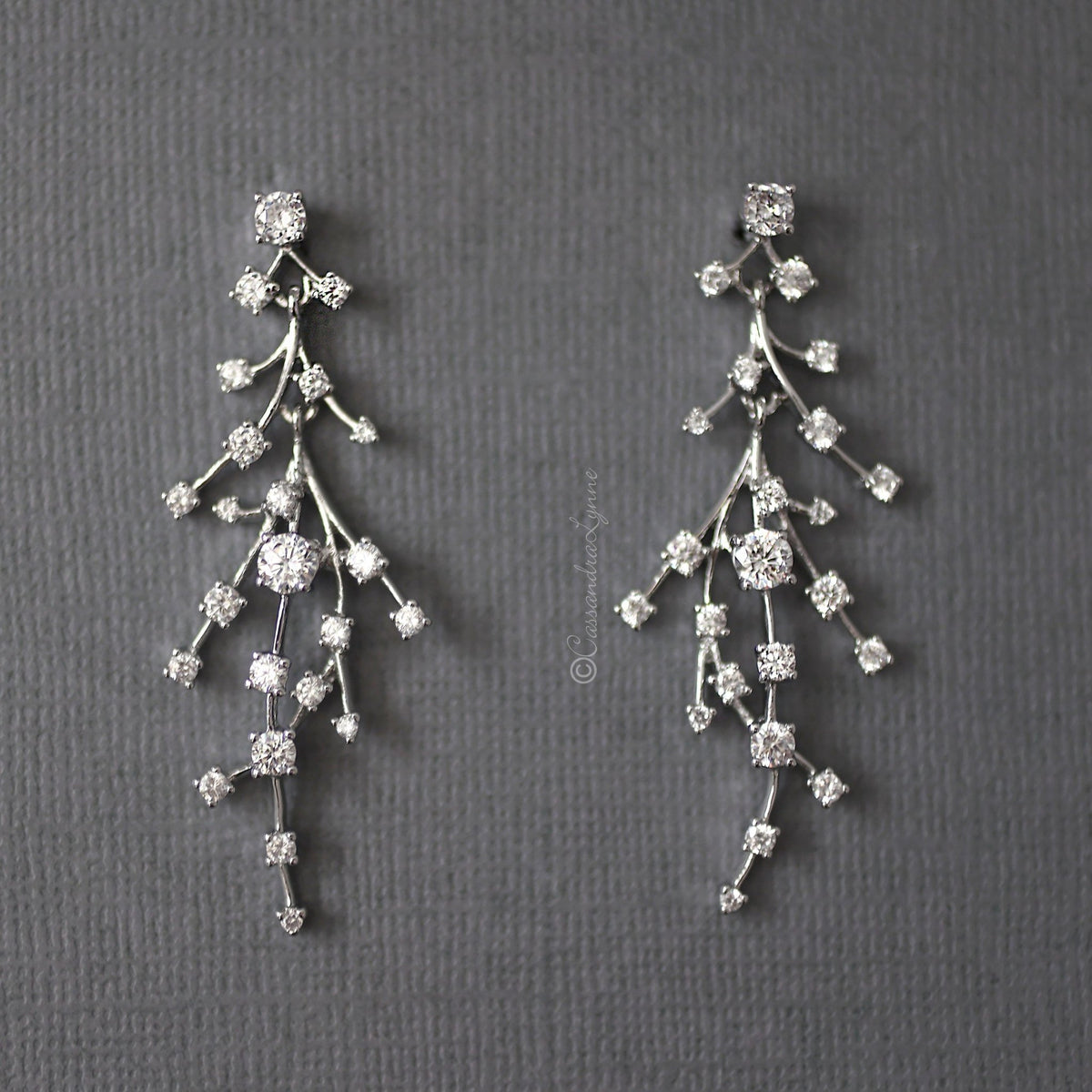 Minimalist Waterfall CZ Bridal Earrings - Cassandra Lynne