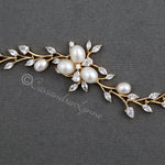 Wedding Bracelet with Ivory Pearl Flower and CZ Vine - Bracelet - Cassandra Lynne