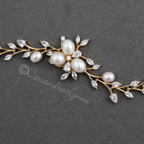 Wedding Bracelet with Ivory Pearl Flower and CZ Vine - Bracelet - Cassandra Lynne