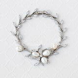 Wedding Bracelet with Ivory Pearl Flower and CZ Vine - Bracelet - Cassandra Lynne